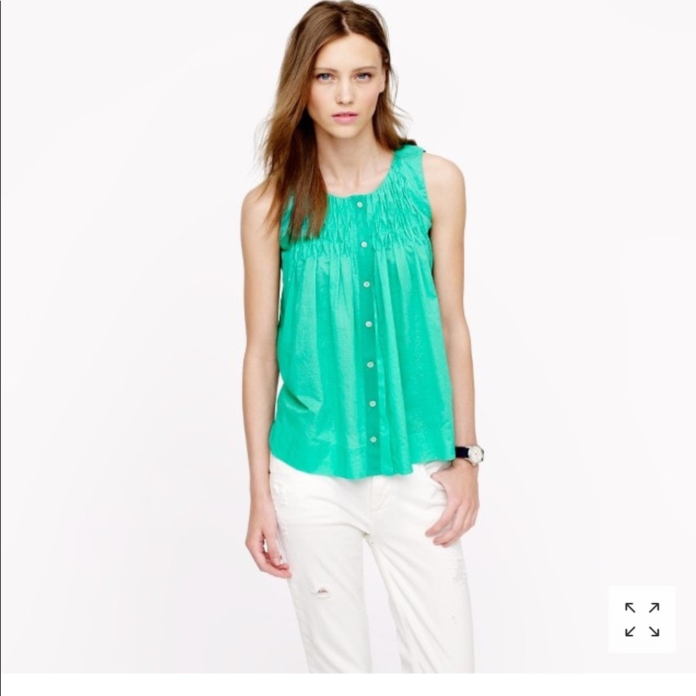 j crew smocked sleeveless blouse
